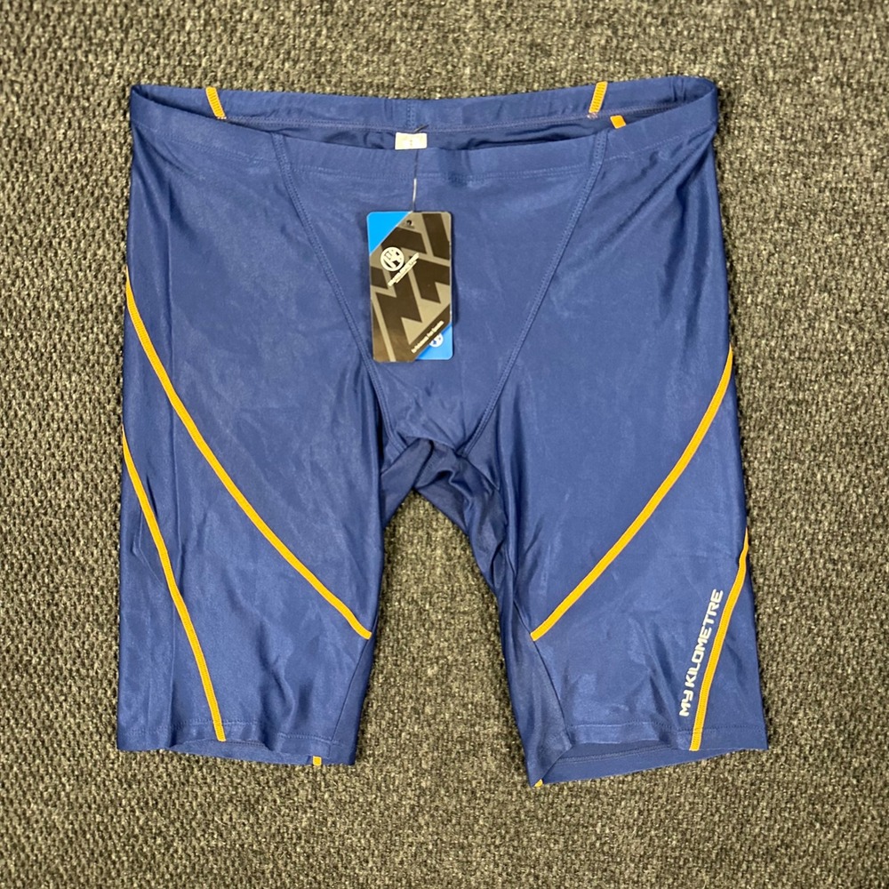 My Kilometre Swim Jammers NWT Mens XXL Blue Orange Training Performance Trunks